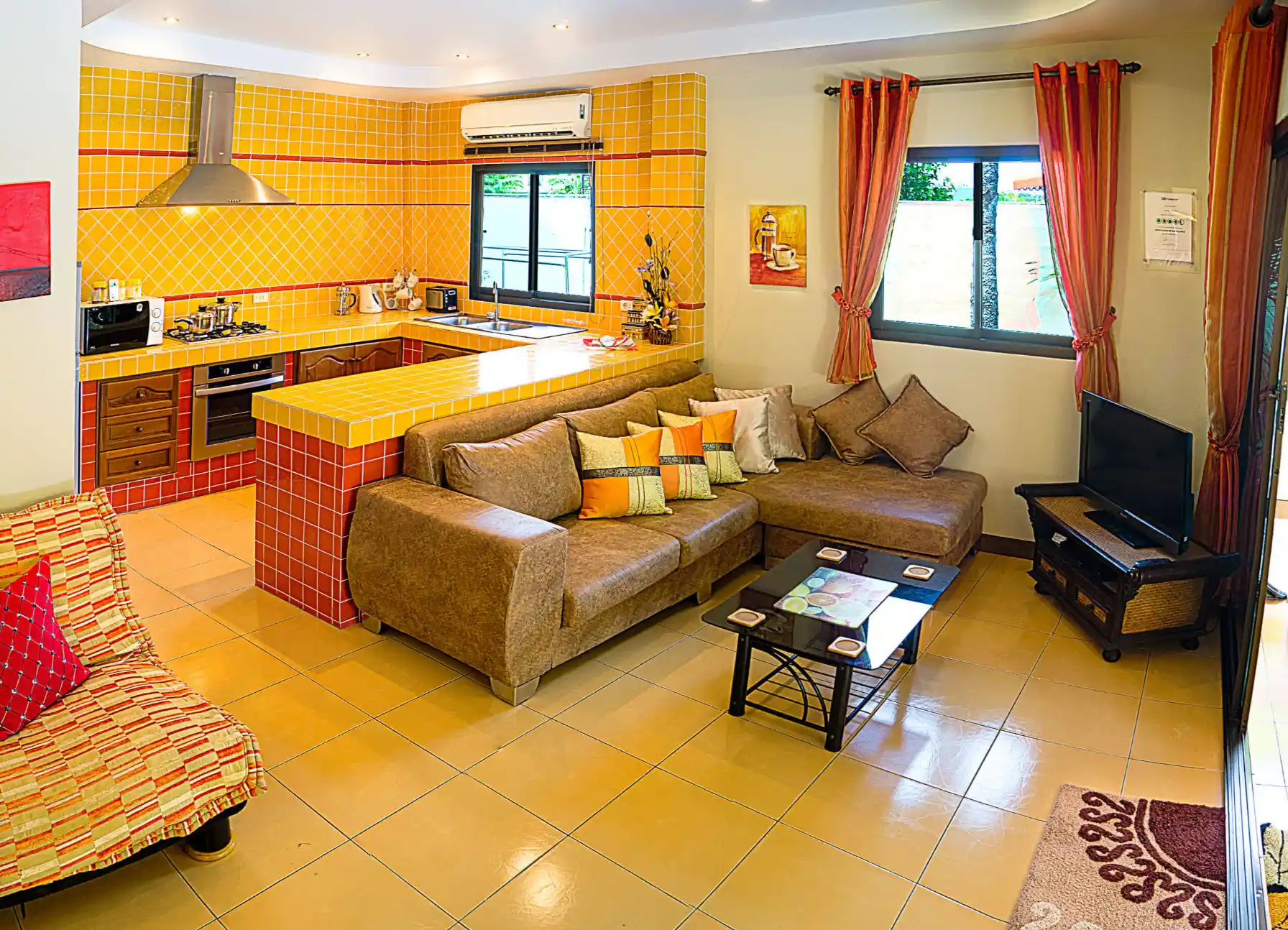 Coconut Paradise Villa lounge with pool view