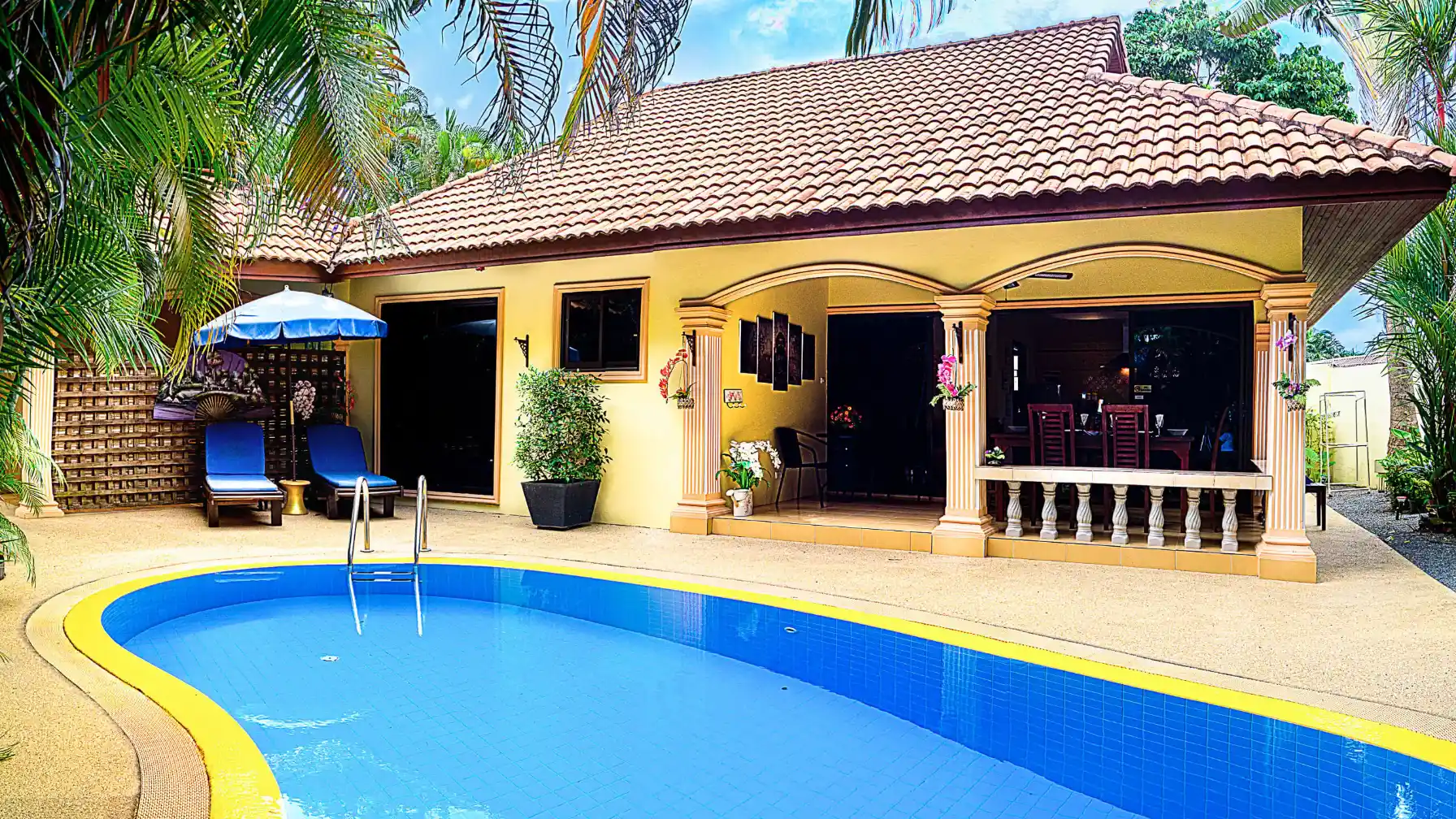 Coconut Paradise Villa pool from the lounge patio