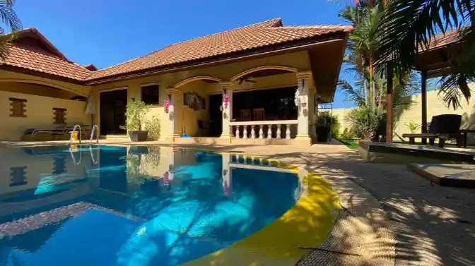 Coconut Paradise Villa evening pool