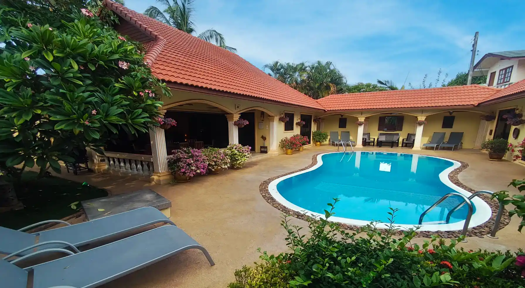 The Coconuts Villa pool deck from above