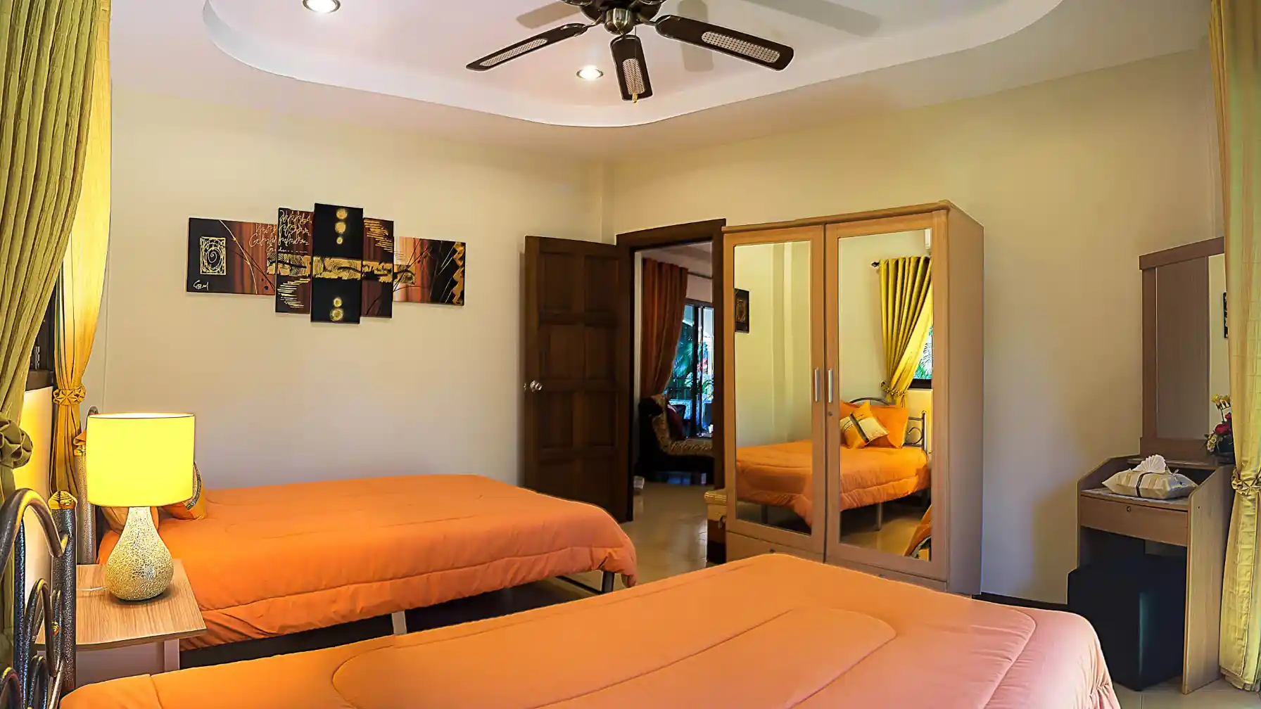 Lakeside Villa twin bedroom interior