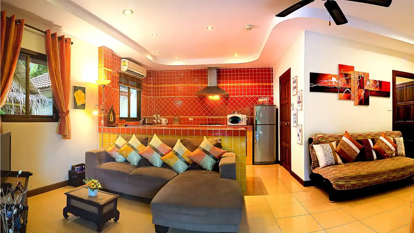 Lakeside Villa living room with Smart TV